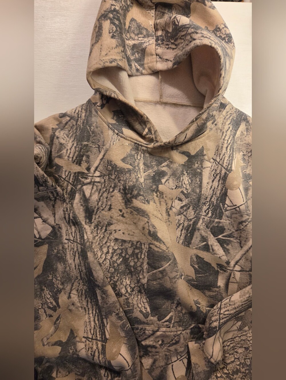 Ovesized Camouflage Hoodie Sweatshirt - Tan & Gray Size M